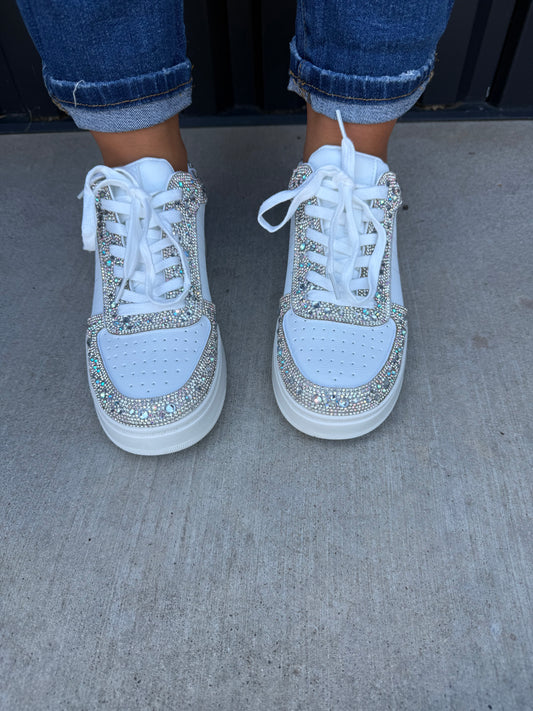 White Rhinestone Sneakers