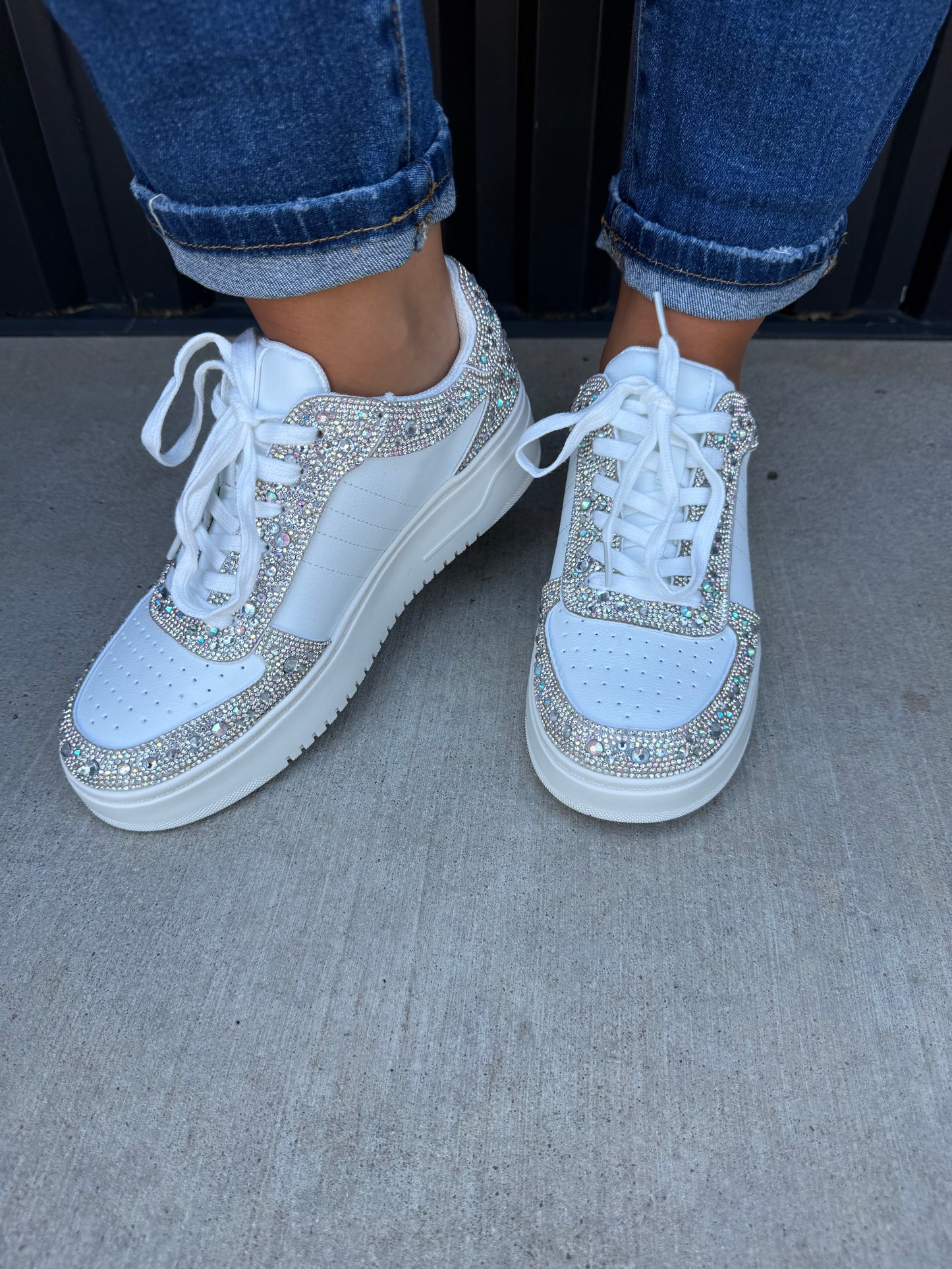 White Rhinestone Sneakers