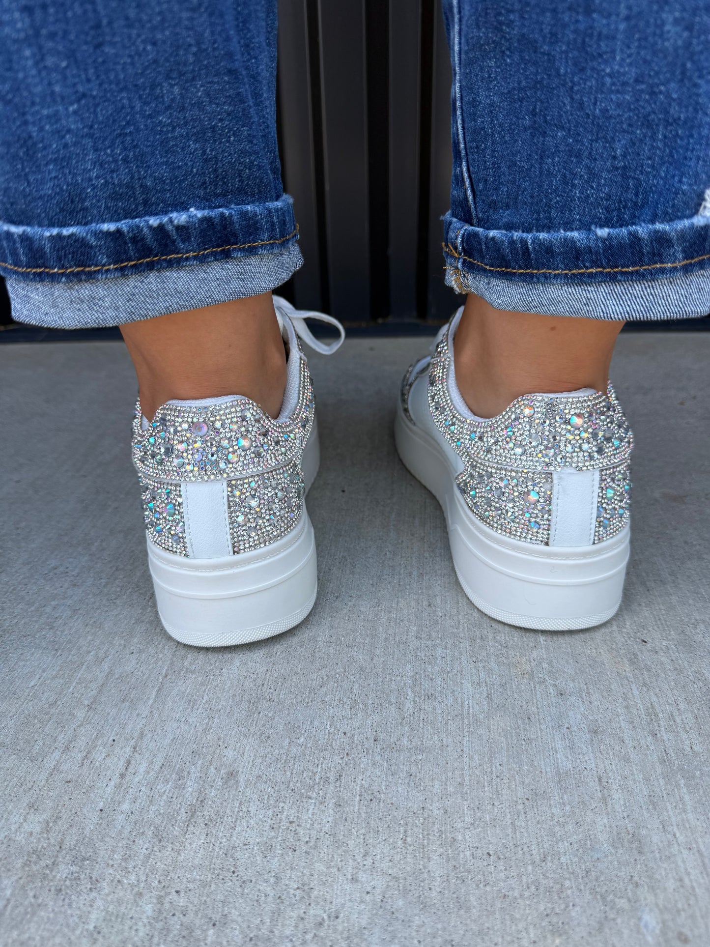 White Rhinestone Sneakers
