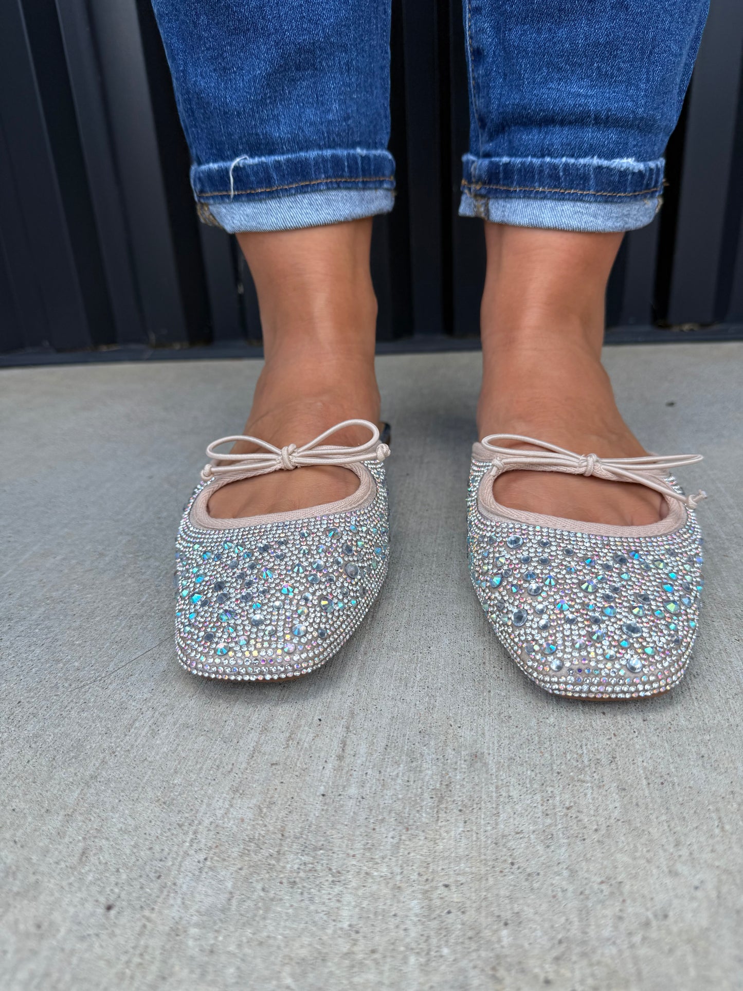 Rhinestone Flats with Bow Detail