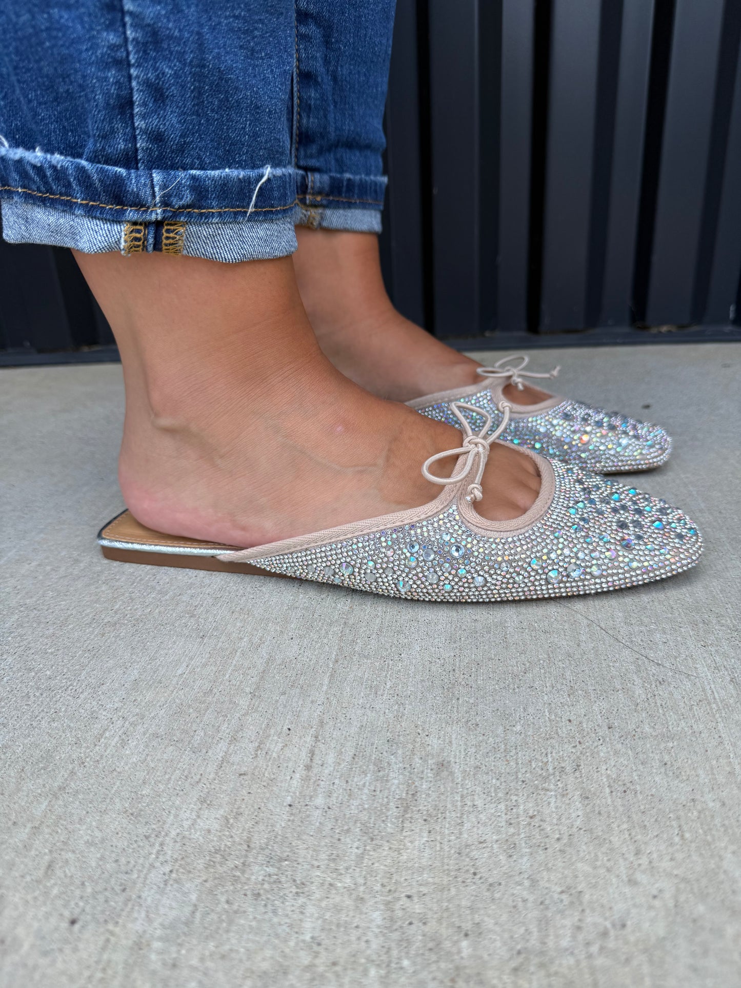 Rhinestone Flats with Bow Detail