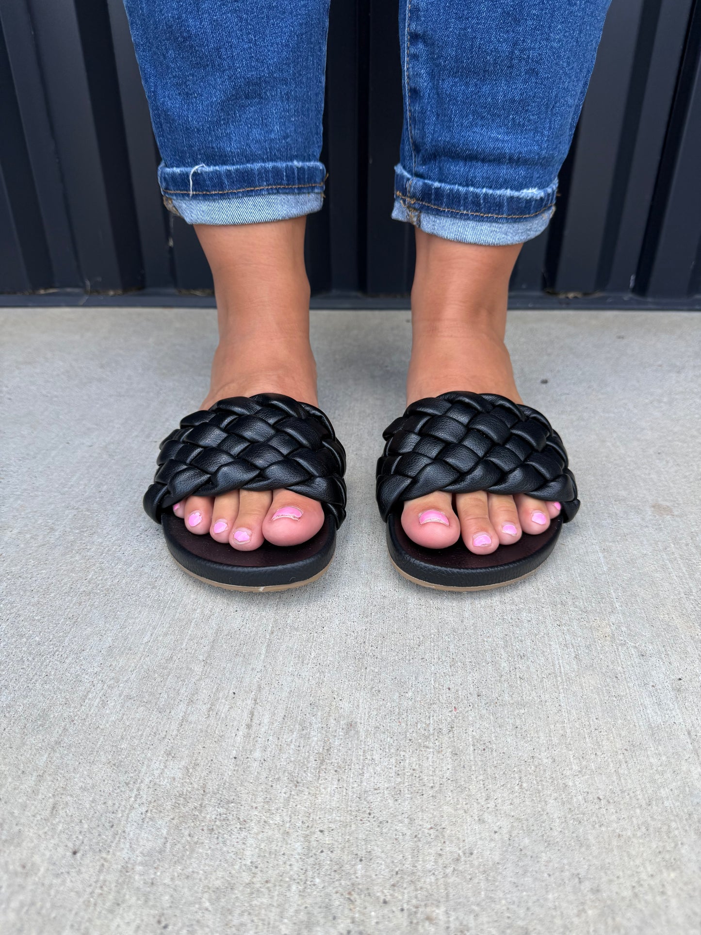 Black Woven Slide