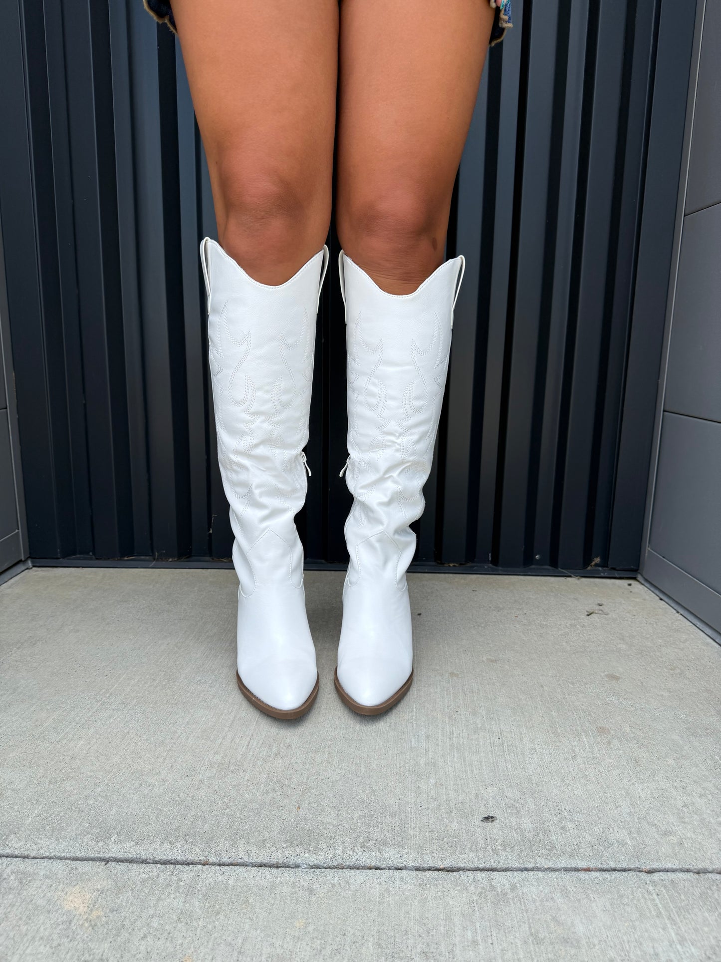 Knee High Western Boots White