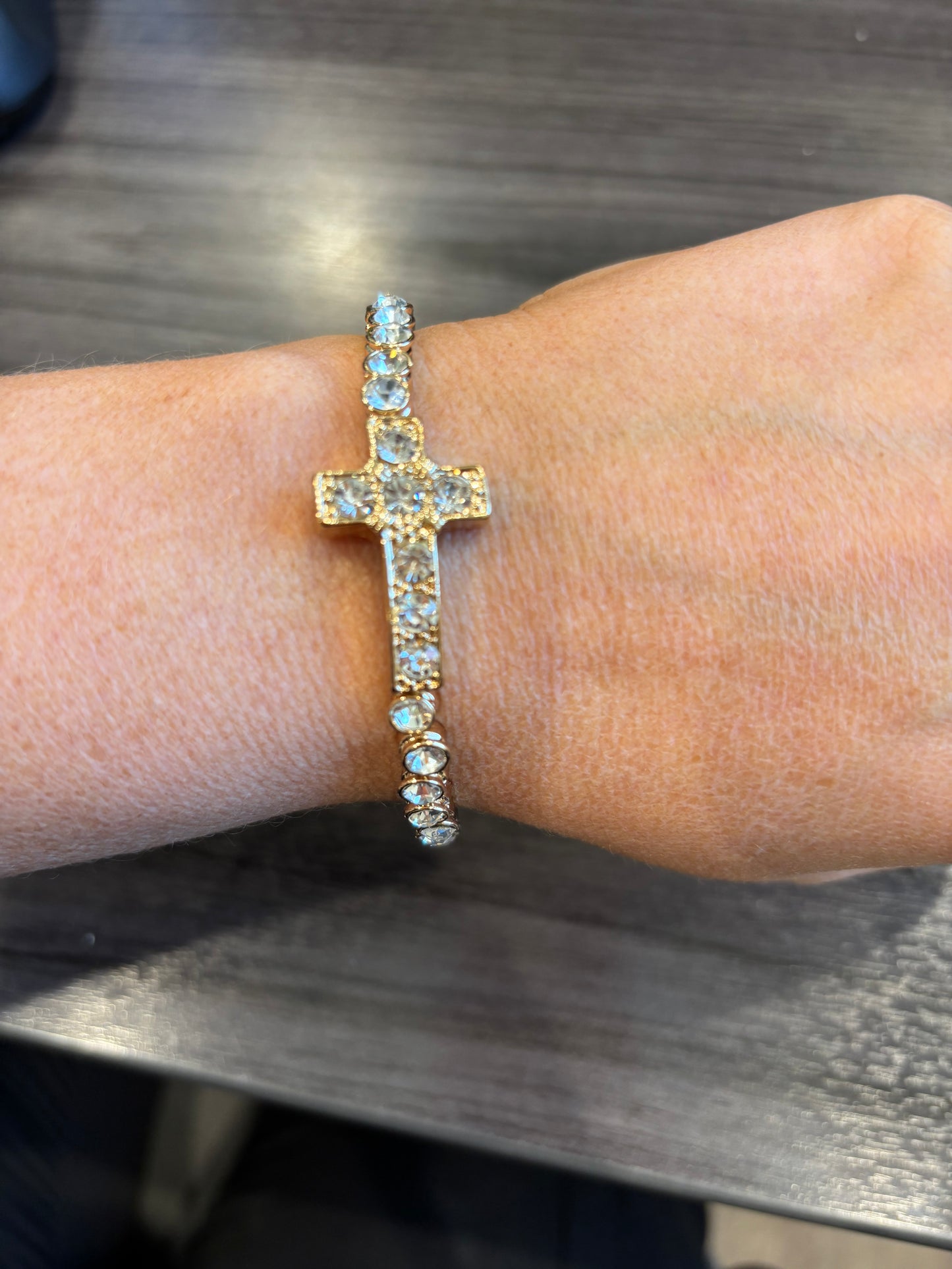Gold Cross Rhinestone Bracelet