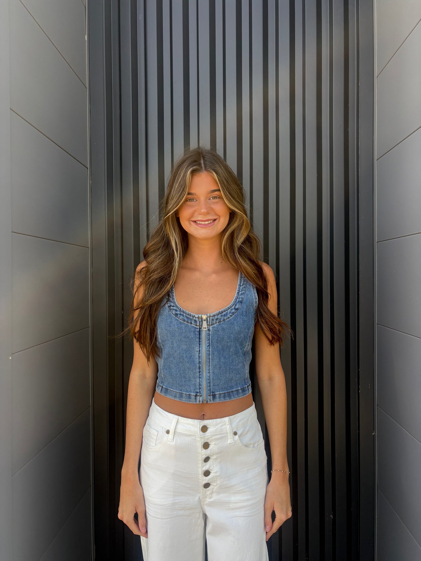 Denim Zipper Vest