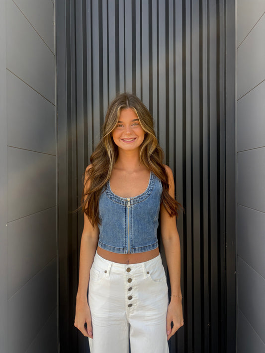 Denim Zipper Vest