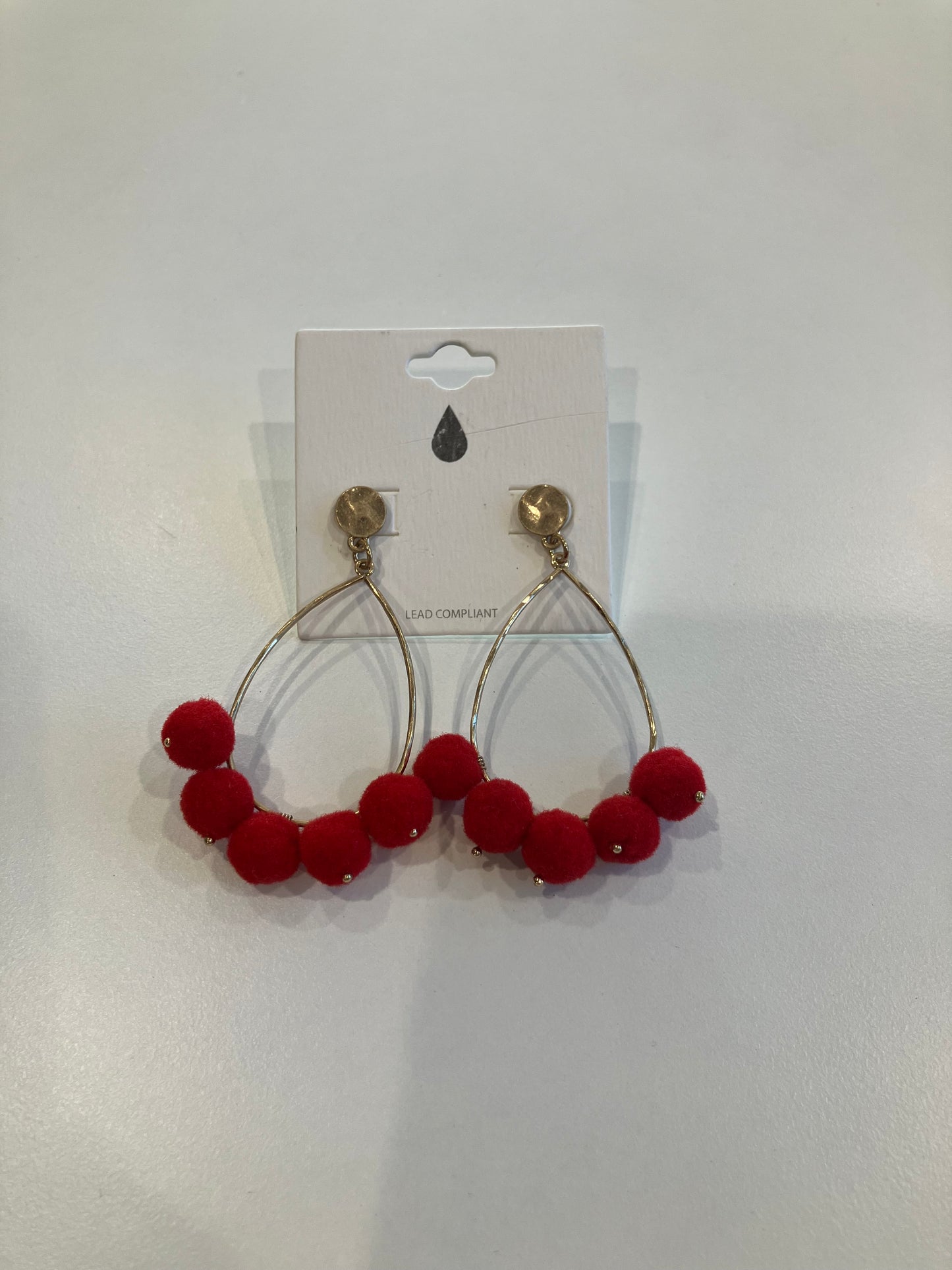 Gold and Red Oval Earrings