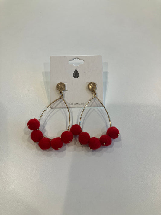 Gold and Red Oval Earrings