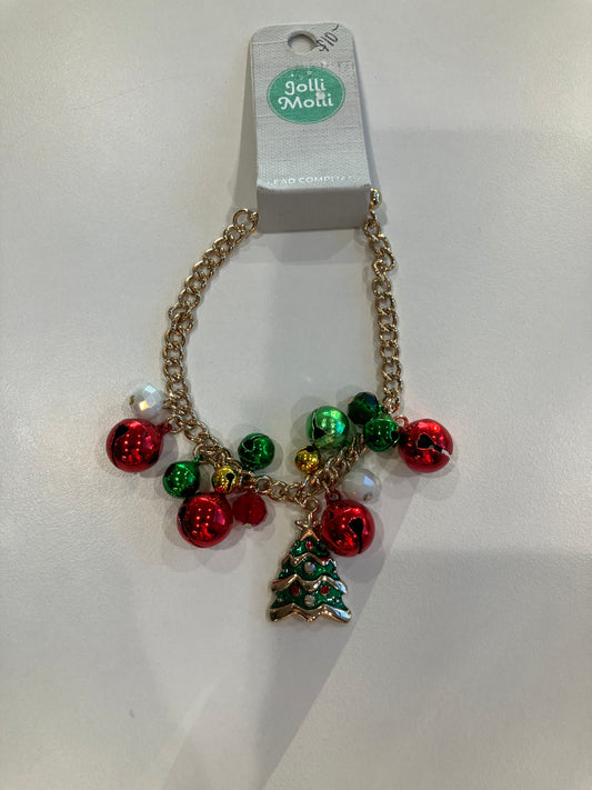 Christmas-Inspired Gold Charm Bracelet – Festive Holiday Jewelry