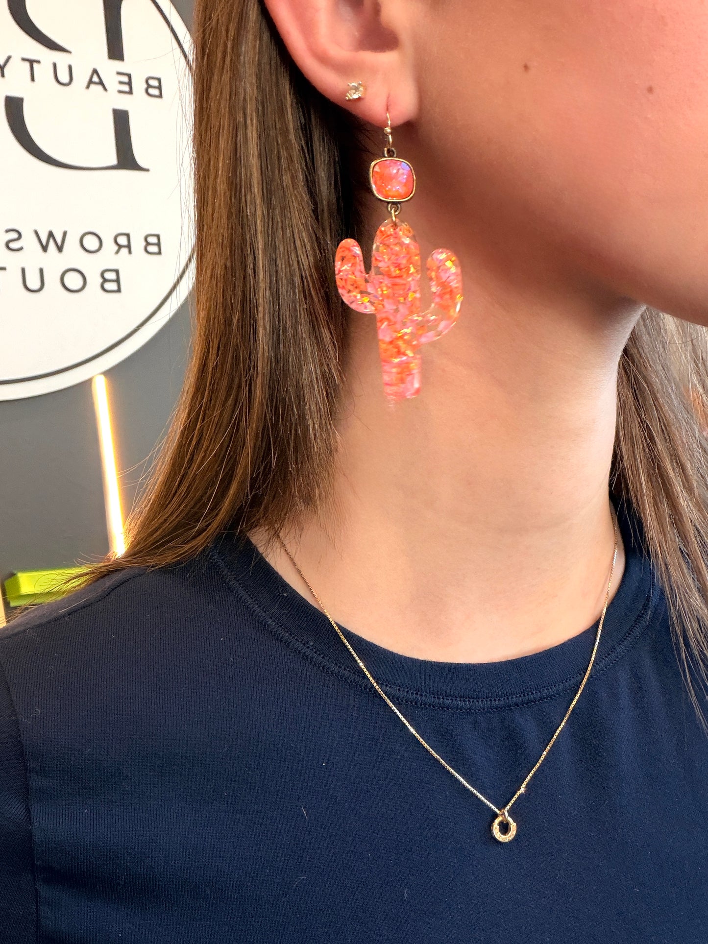 Pink and Orange Cactus Earrings
