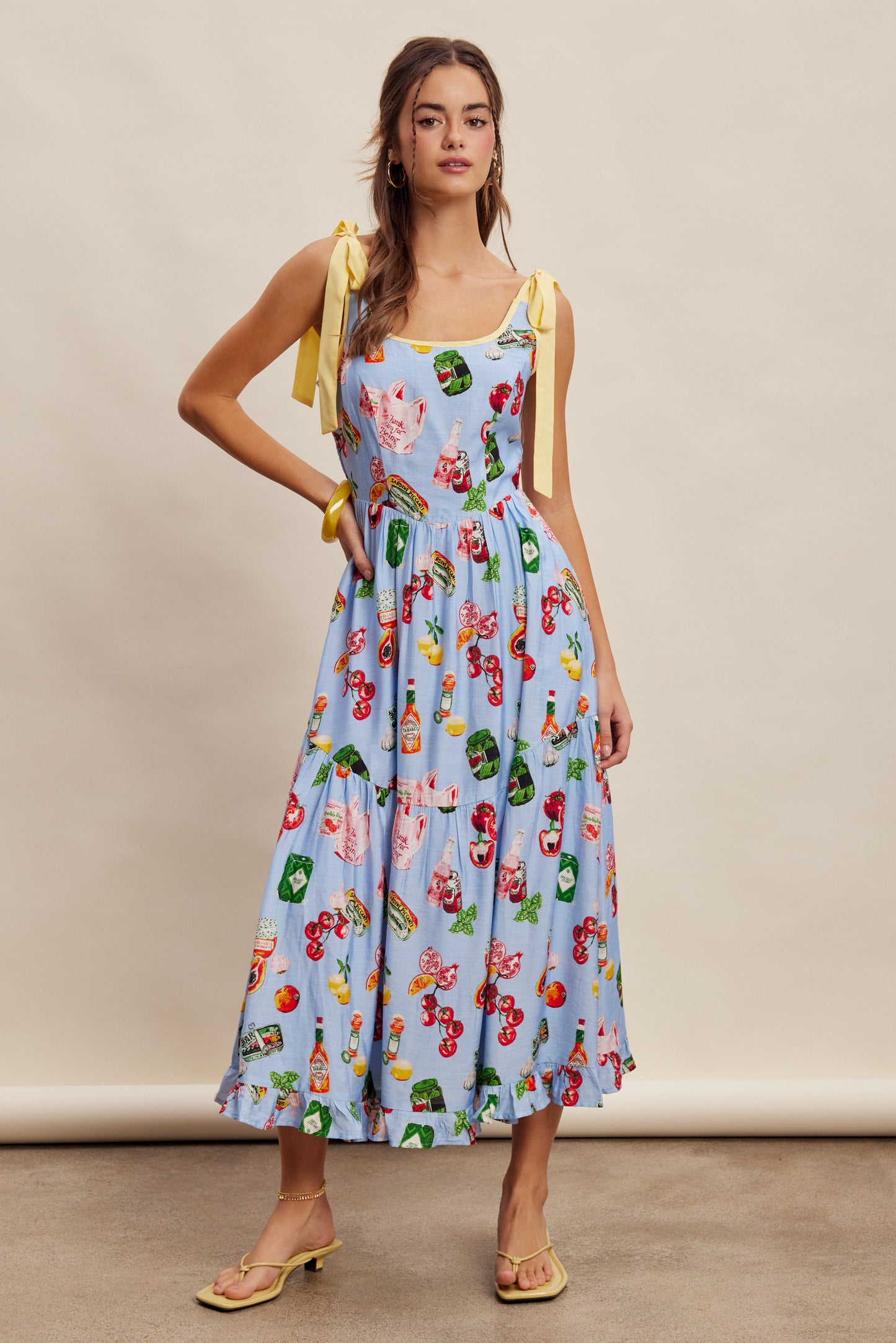 Powder Blue Print Tie Maxi