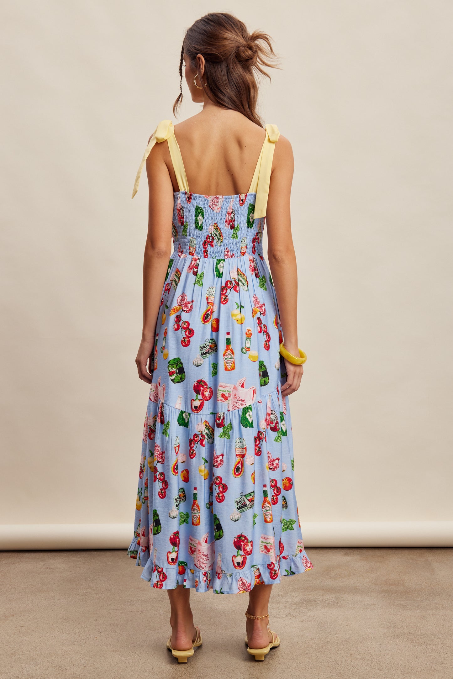 Powder Blue Print Tie Maxi