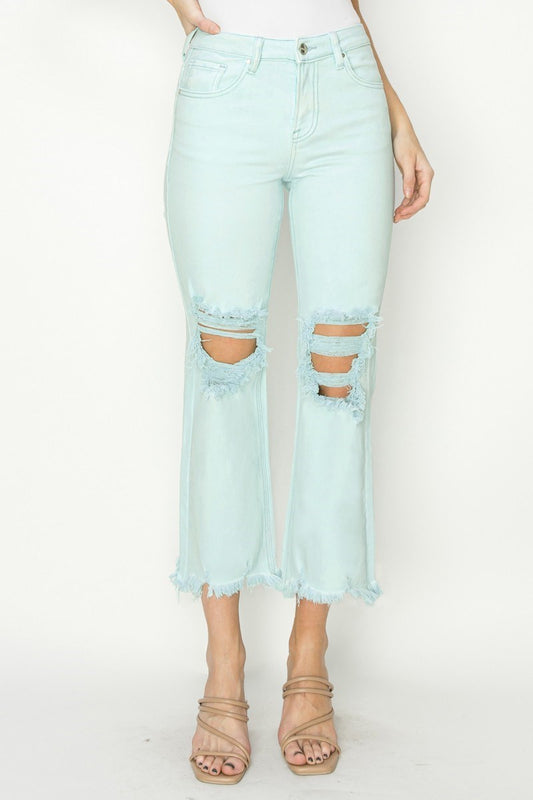 Mint High Rise Distressed | Risen Jeans