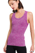 Wash Ribbed Tank Top Violet