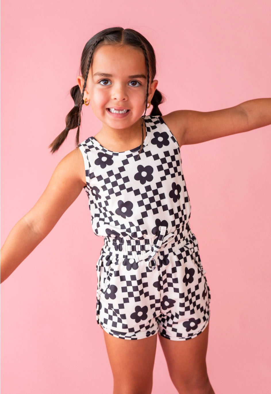 Checkered Daisy Romper