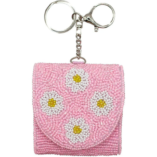 Daisy Pink Airpod Holder and Key Chain