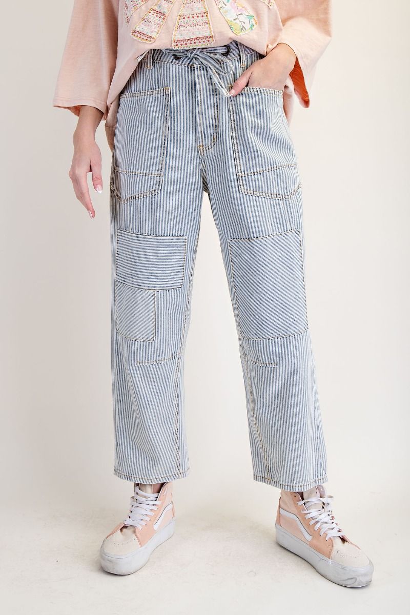Striped Washed Twill Jeans