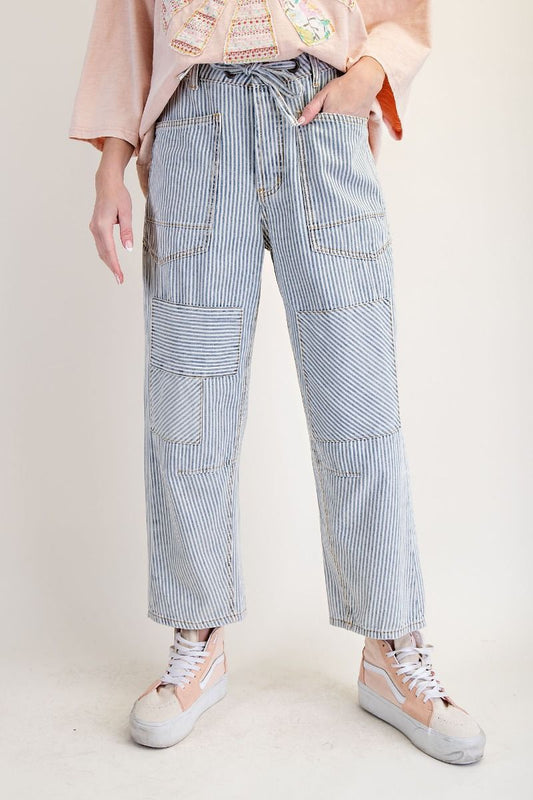 Striped Washed Twill Jeans