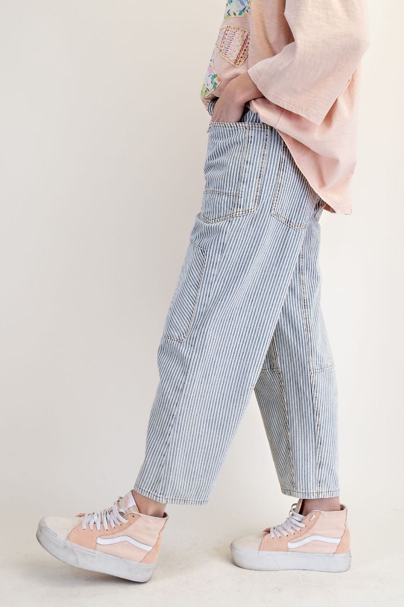 Striped Washed Twill Jeans