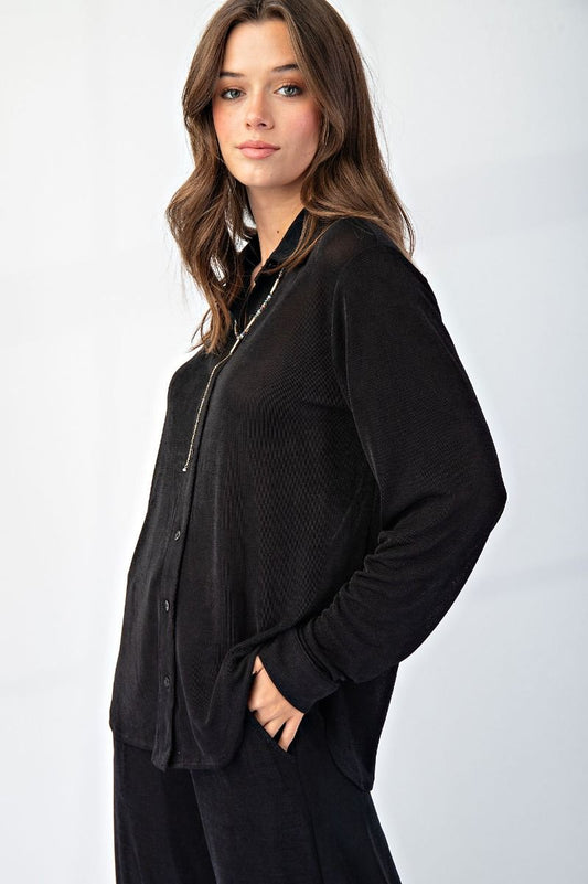 Button Down Silky Set