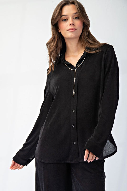 Button Down Silky Set