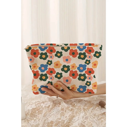 Flower Printed Cosmetic Bag