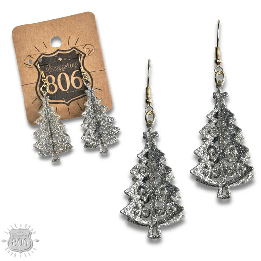 Glitter Christmas Tree Earring