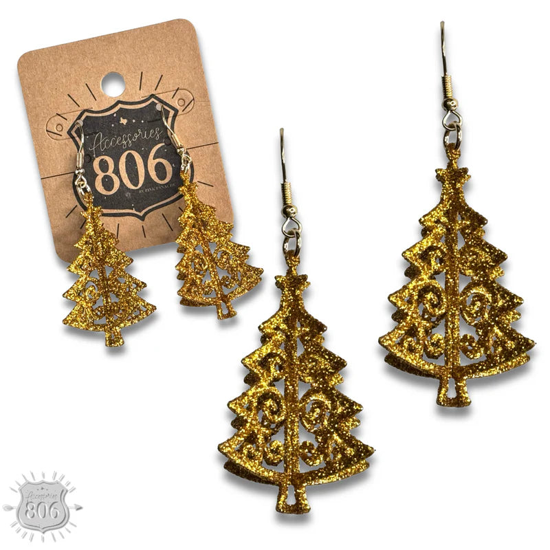 Glitter Christmas Tree Earring