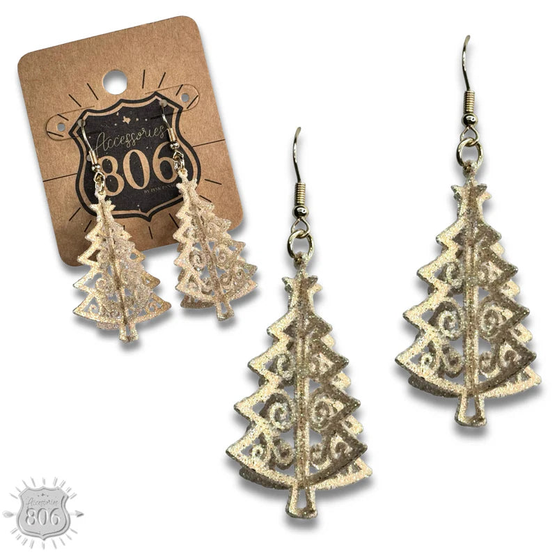 Glitter Christmas Tree Earring