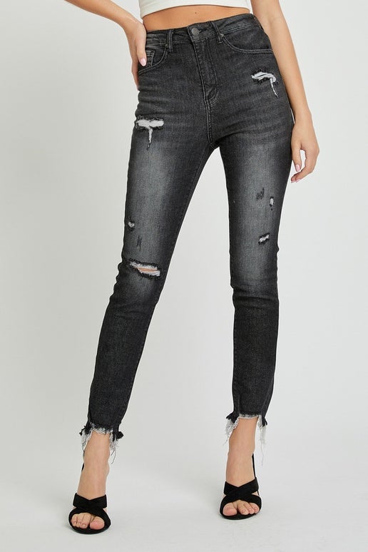 Black High-Rise Relaxed Skinny | Risen Jeans