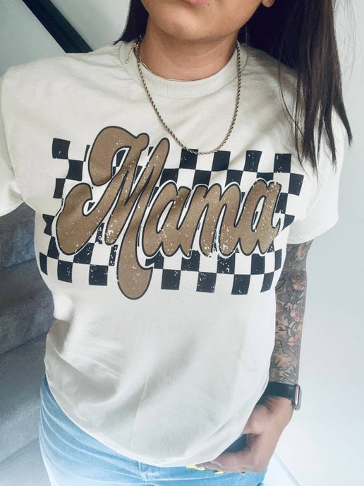 Checkered Mama Graphic Tee