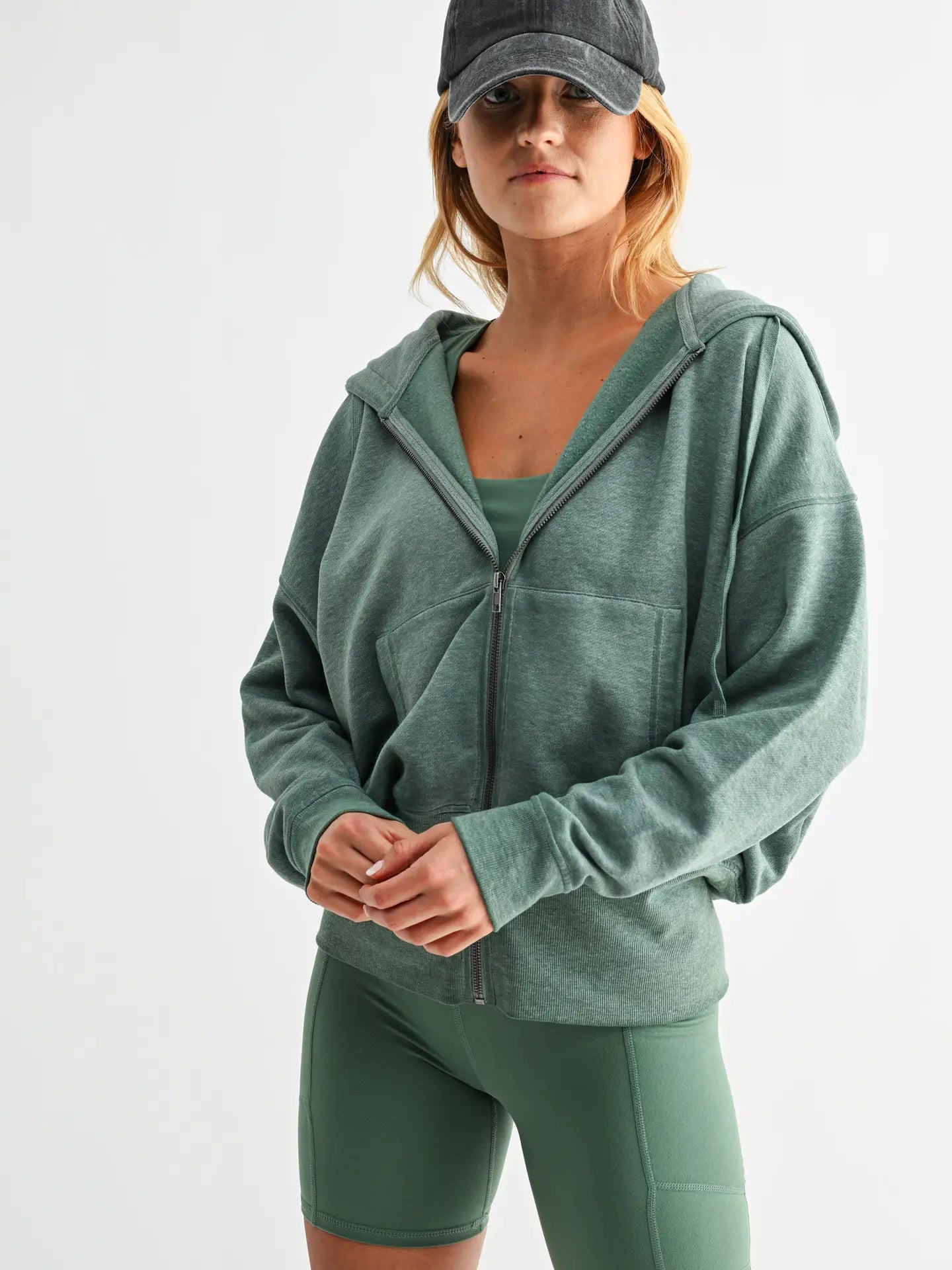 Fleece Hoodie Jacket With Tapered Sleeves