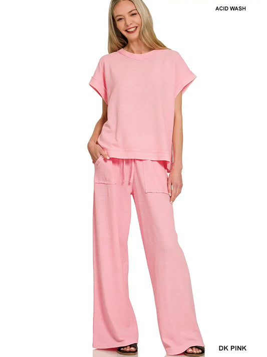 Pink Sleeve Tee & Long Pants