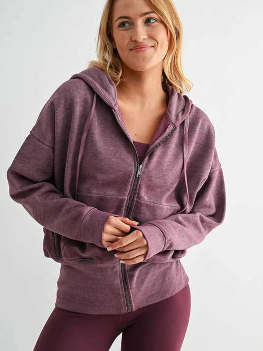 Fleece Hoodie Jacket With Tapered Sleeves