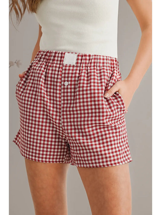 Red checkered shorts