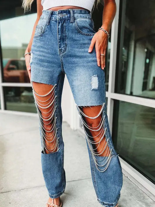 Denim Rhinestone Jeans