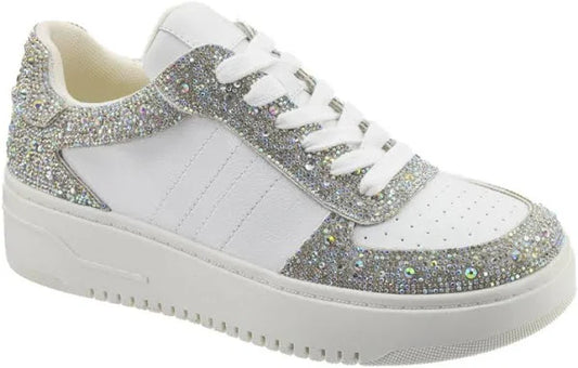 White Rhinestone Sneakers