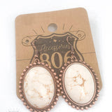 Oval stone earring