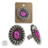 Western Pink Sunburst Oval Ring