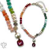 Stone and faceted bead neckace with Austrian crystal