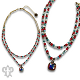 Pink Austrian Crystal necklace with beaded double strands