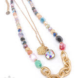 Double strand bead necklace Austrian crystal