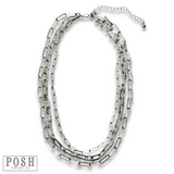 Triple paperclip chain layering necklace