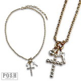 Pearl cross pendant chain necklace