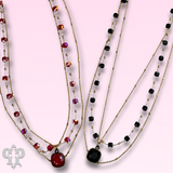 white Delicate gold chain and faceted bead Austrian crystal drop necklace