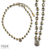 Rhinestone pendant flat bead choker necklace