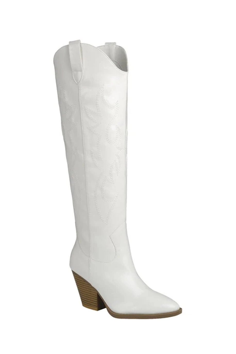 Knee High Western Boots White